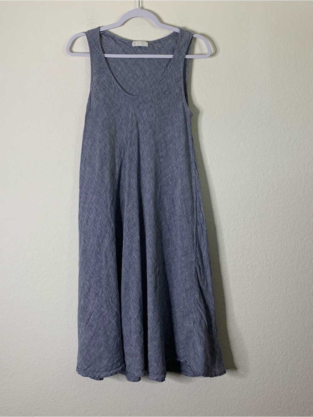 CP Shades Womens blue 100% linen sleeveless midi dress S